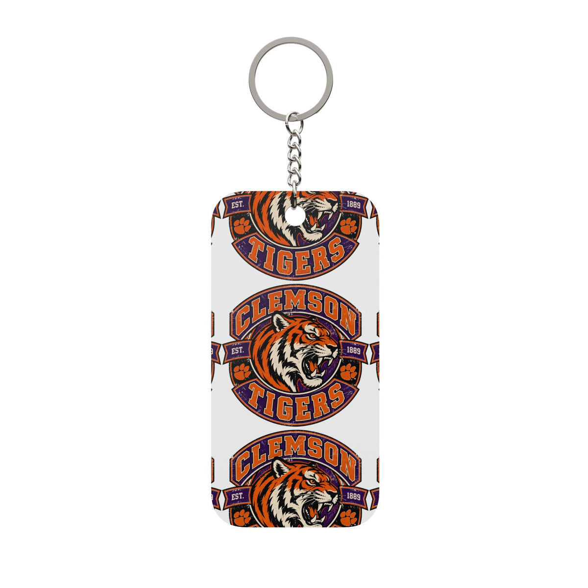 Clemson Tigers Logo Keychain Charm, Double-Sided